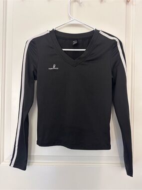 Dazy Black White Stripe Long Sleeve Athletic Top S